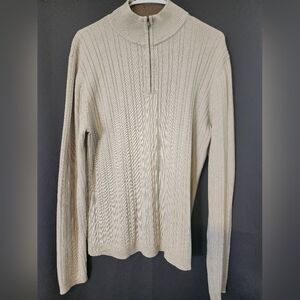 Axcess Sweater, Men's Medium Cream Color Axcess Half Zip Sweater